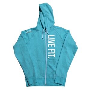 NWT Live Fit LVFT Women’s Teal Zip Up Gym Pump Cover Hoodie Size Large
